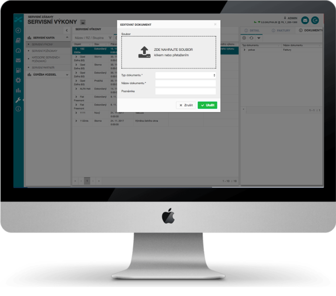 Service system for recording maintenance requirements and regular service events — screenshot 3