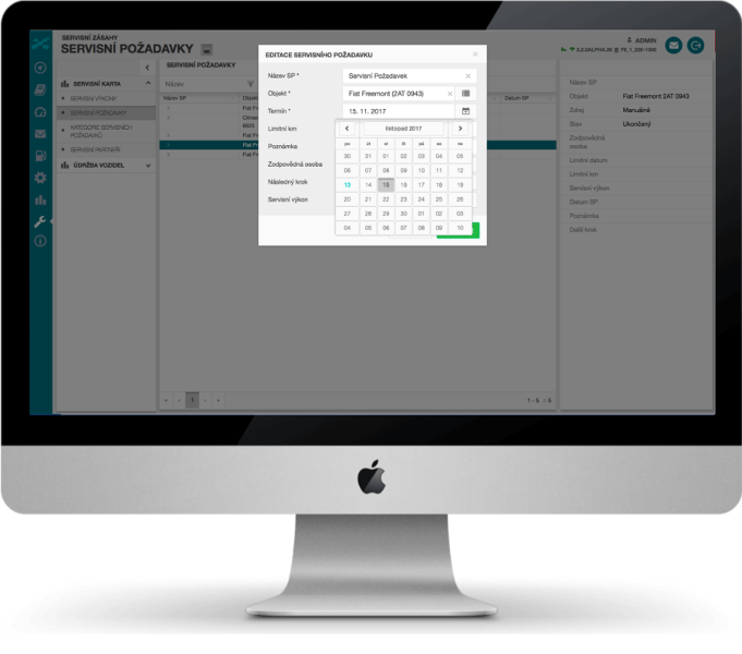Service system for recording maintenance requirements and regular service events — screenshot 4