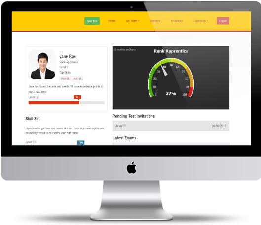 Platform for candidates’ skills assessment and team management — screenshot 1